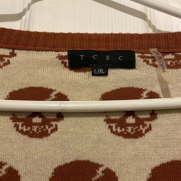 RARE skeleton skull cardigan rust brown tan sweater rockabilly punk metal goth - Picture 2 of 11